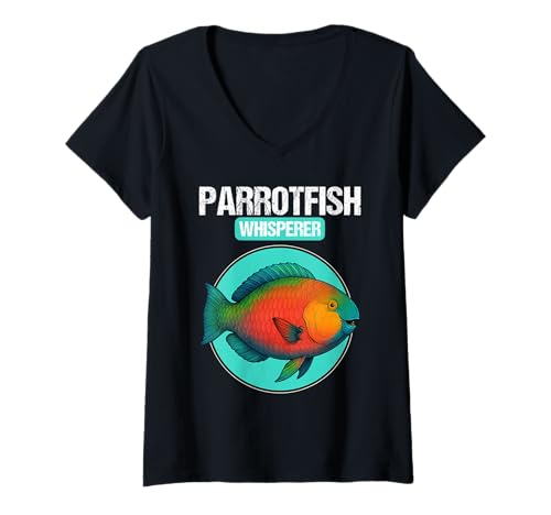 Damen Papageifische Papageifisch T-Shirt mit V-Ausschnitt von Papageifische Papageifisch Tier Shop