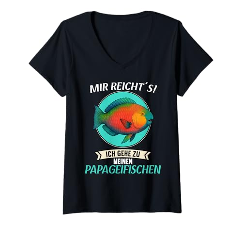 Damen Papageifische Papageifisch T-Shirt mit V-Ausschnitt Damen Papageifische Papageifisch T-Shirt mit V-Ausschnitt von Papageifische Papageifisch Tier Shop