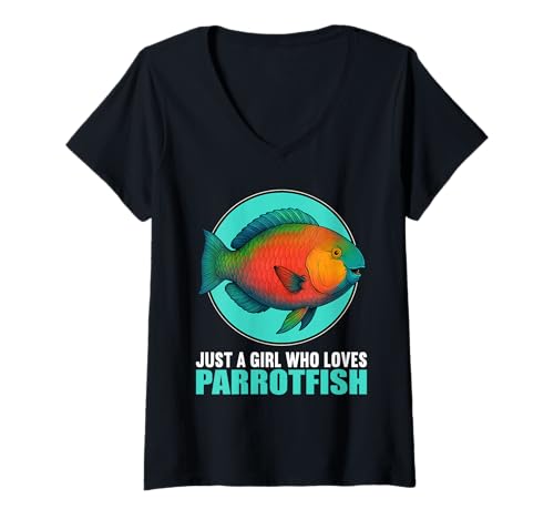 Damen Papageifische Papageifisch T-Shirt mit V-Ausschnitt Damen Papageifische Papageifisch T-Shirt mit V-Ausschnitt von Papageifische Papageifisch Tier Shop