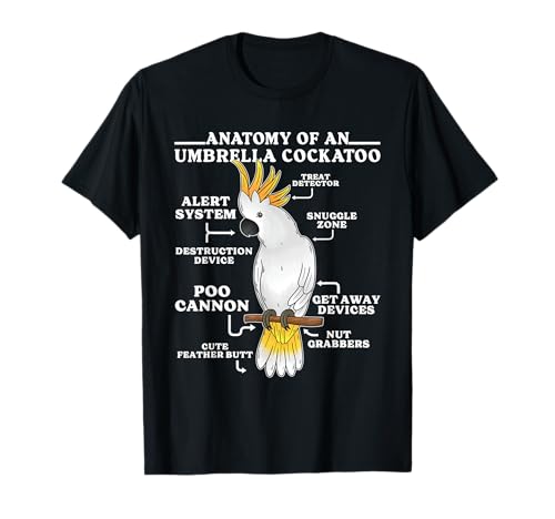 Kakadu Anatomy of an Umbrella Cockatoo Papagei Kakadu Halter T-Shirt von Papagein Geschenk Papagei Kakadu Vogel Kakadus