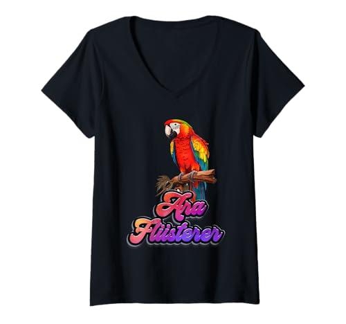 Damen Ara Flüsterer Macaw Whisperer Papageien Fan Papagei Vogel T-Shirt mit V-Ausschnitt Damen Ara Flüsterer Macaw Whisperer Papageien Fan Papagei Vogel T-Shirt mit V-Ausschnitt von Papagein Geschenk Papagei Vogel Macaw Papagei Aras
