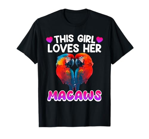 Dieses Mädchen liebt ihre Aras Papageien Girls Papagei Fan T-Shirt von Papagein Geschenk Papagei Vogel Macaw Papagei Aras