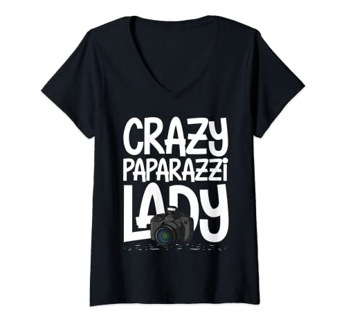 Damen Paparazzi Fotos Fotografen Kamera Fotografie T-Shirt mit V-Ausschnitt von Paparazzi Photos