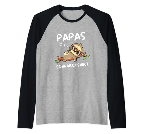 Herren Lustiges Schlafshirt Papas Schnarchshirt Faultier Vatertag Raglan von Papas Schnarchshirt