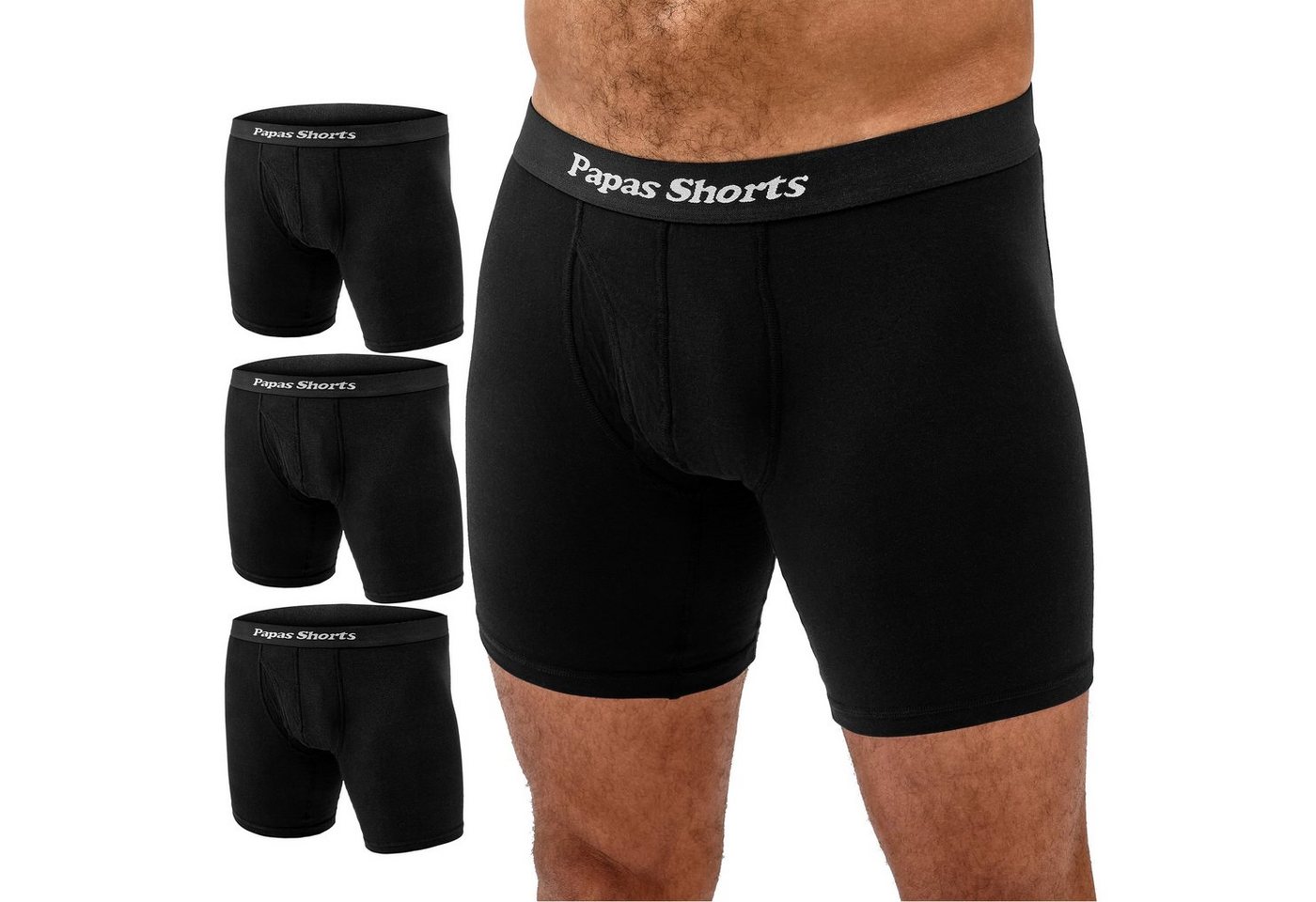 Papas Shorts Boxershorts Herren, Extra Lang (Packung, 3er-Pack) aus weichem Modal mit extra Beinlänge gegen Zwicken im Schritt von Papas Shorts