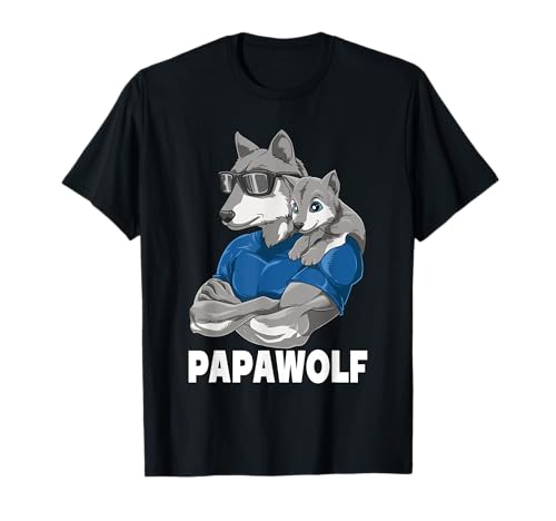 Papawolf Wolf Papa und Baby Papa Vatertag für einen Papa T-Shirt von Papawolf Daddy Wolf Geschenkidee Sonnenbrille Dad