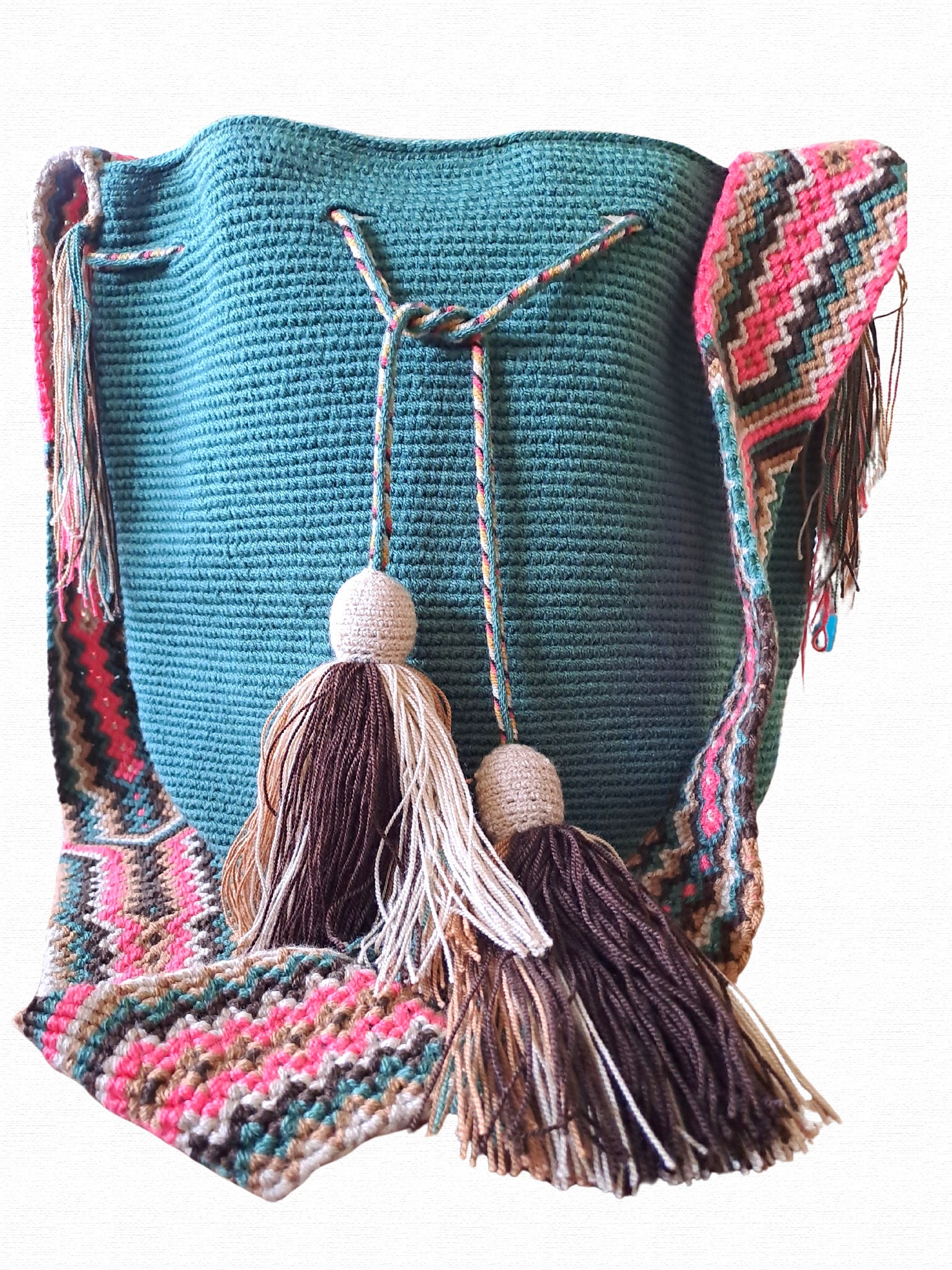 Tasche in Tollem Grün Mit Wayuu Mochila Aus Kolumbien Farbenfrohen Details Groß Tasche in Tollem Grün Mit Wayuu Mochila Aus Kolumbien Farbenfrohen Details Groß von PapayaOcean