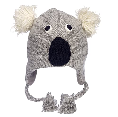 Paper High Spaß Grau Koala Handgemacht Winter Woollen Tier Hut mit Fleecefutter, Unisex von Paper High