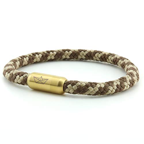 Paper-Ship Armband Atlantis No. 511-5mm Segeltau Seil in Braun & Beige mit Magnetverschluss in Gold (19.00) von Paper-Ship