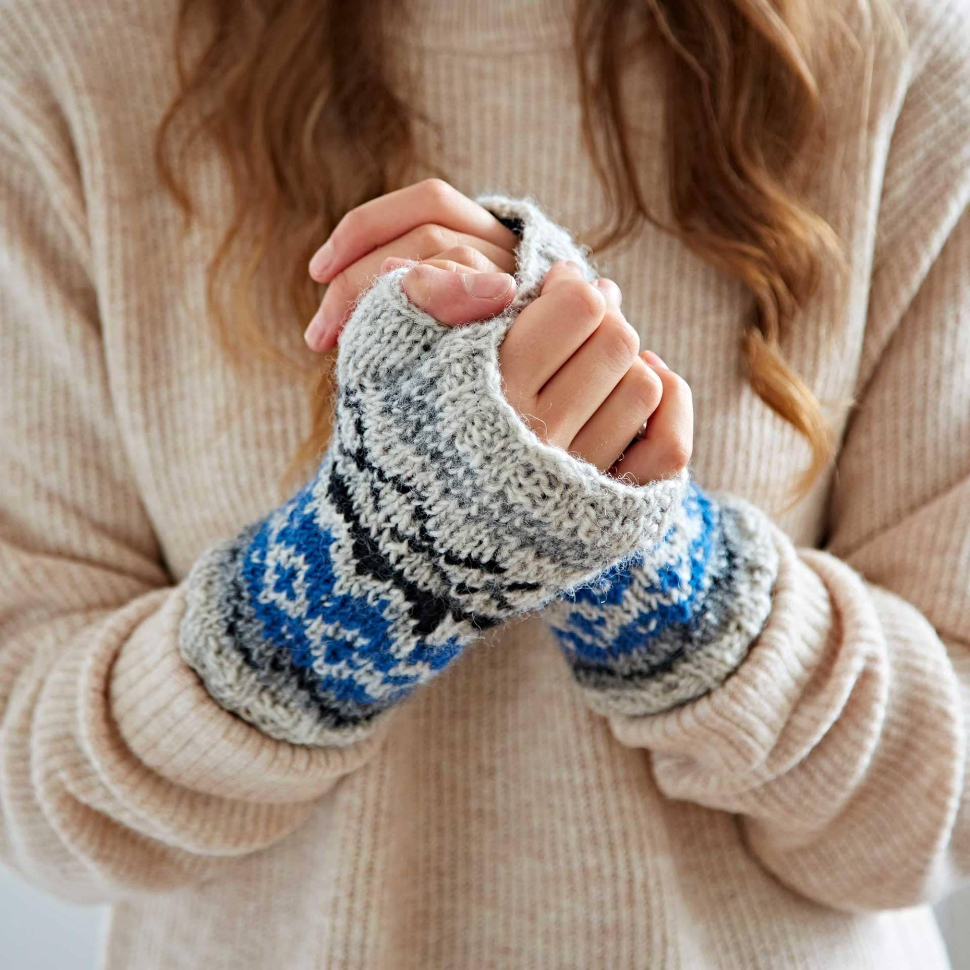 Fingerlose Fair Isle Wollstulpen Handstulpen Mit Fleece-Futter von PaperHighGifts