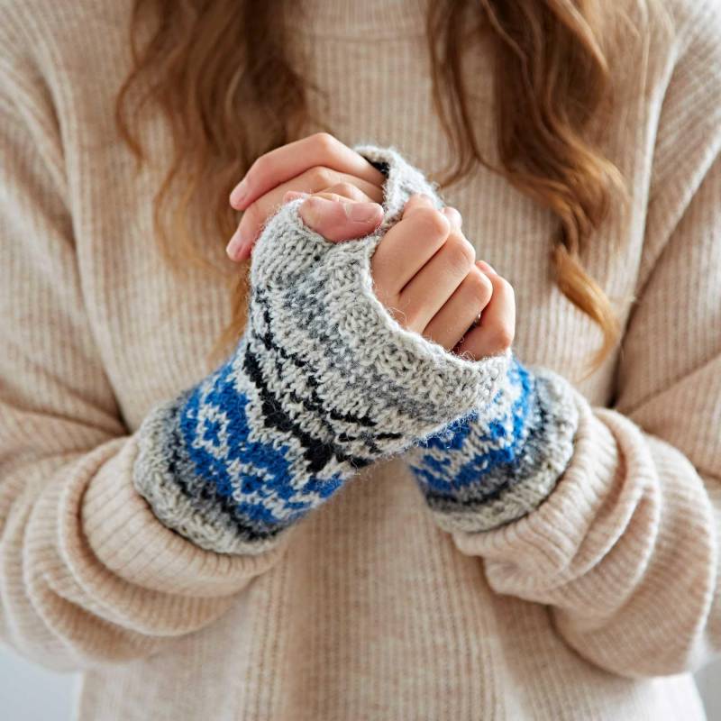 Fingerlose Fair Isle Wollstulpen Handstulpen Mit Fleece-Futter von PaperHighGifts