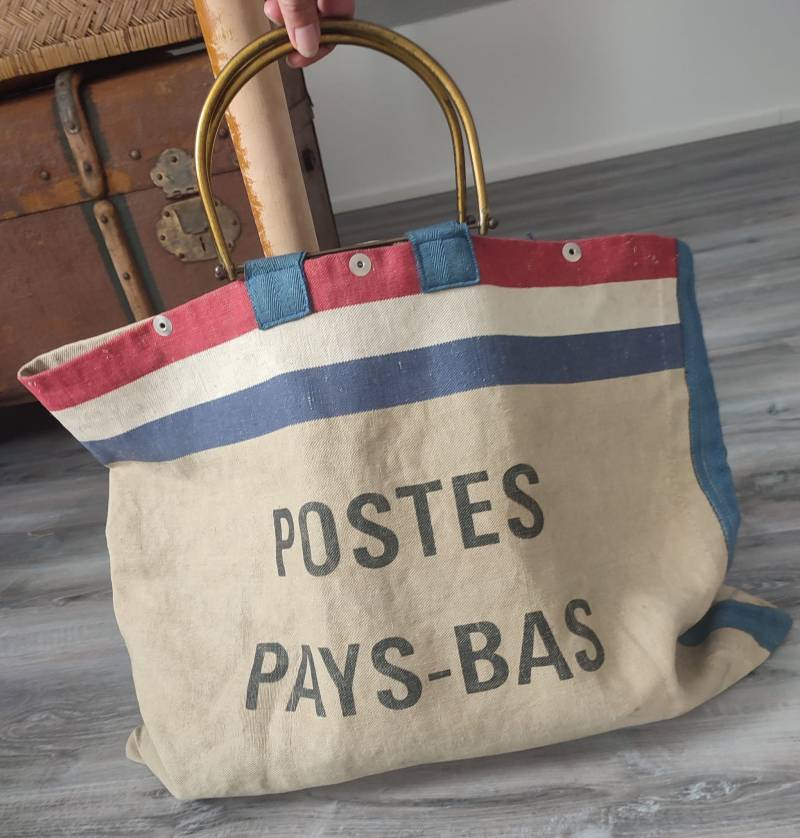 Vintage Xl Tasche Pays Bas Leinen Leinentasche Niederlande Mailbag Dutch Post Hollandse Postsack Canvas Shabby von PaperShopVintage