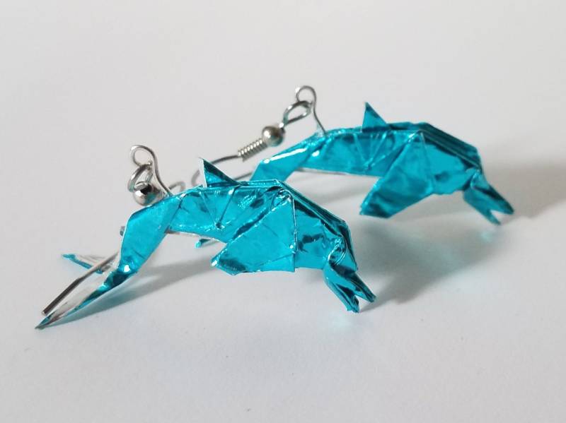 Origami Ohrringe Folie Delfin Origami Ohrringe Folie Delfin von PaperTigerFolds