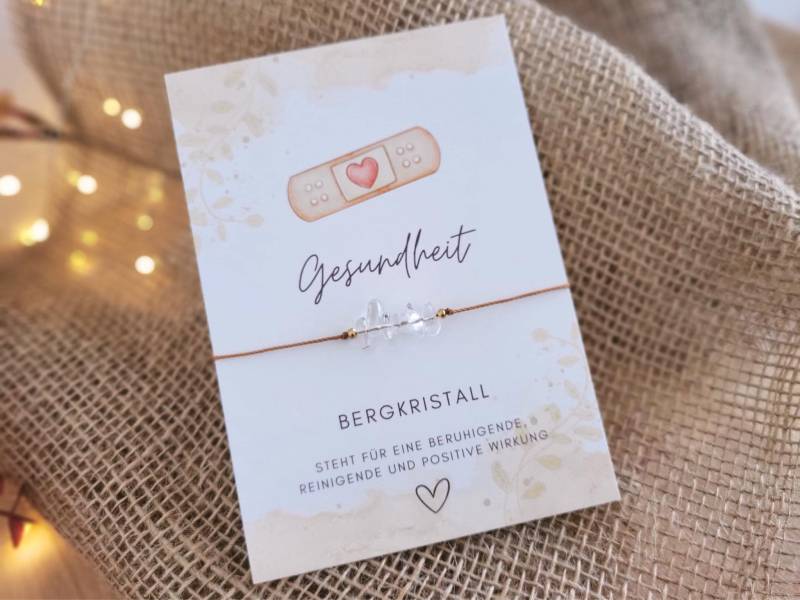 Talisman Armband Bergkristall Gesundheit, Gute Besserung Glückbringer Lieblingsmensch Geschenkidee Genesung Mutmacher Schmuck Beste Freundin von PaperlaneByEssi