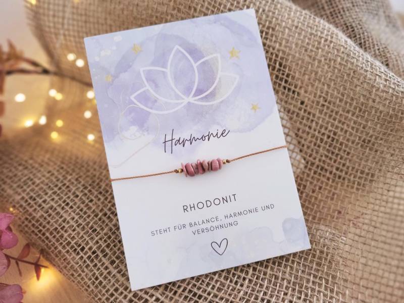 Talisman Armband Beste Freundin Rhodonit Balance, Rosa Harmonie Glückbringer Lieblingsmensch, Geschenkidee Mutmacher Schmuck Edelstein Frau von PaperlaneByEssi