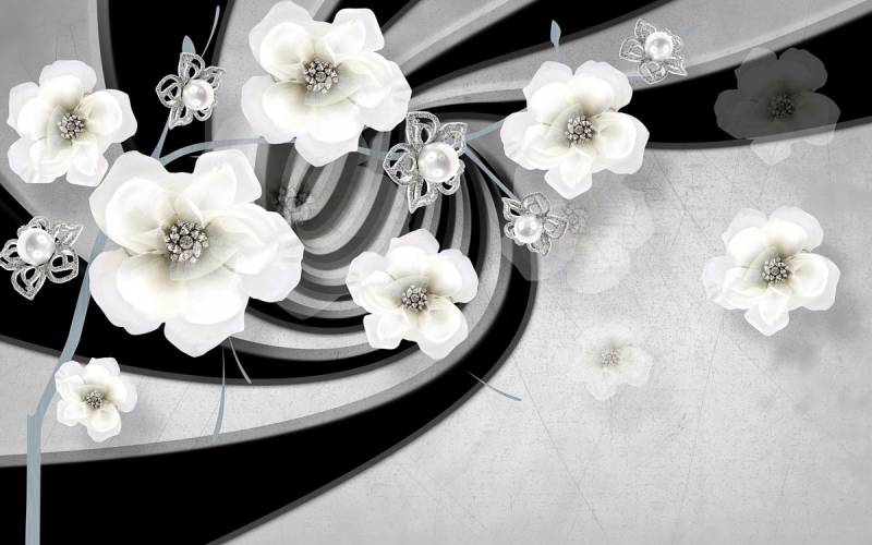 Papermoon Fototapete "Abstrakt 3D Effekt mit Blumen" von Papermoon