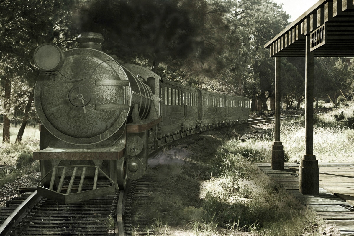 Papermoon Fototapete "Alter Zug Grau" von Papermoon