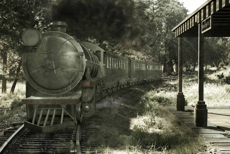 Papermoon Fototapete "Alter Zug Grau" von Papermoon