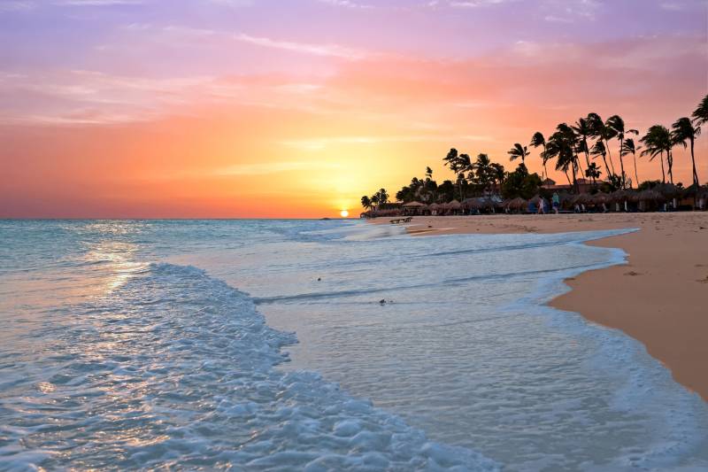 Papermoon Fototapete "Aruba Beach Sunset" glatt von Papermoon