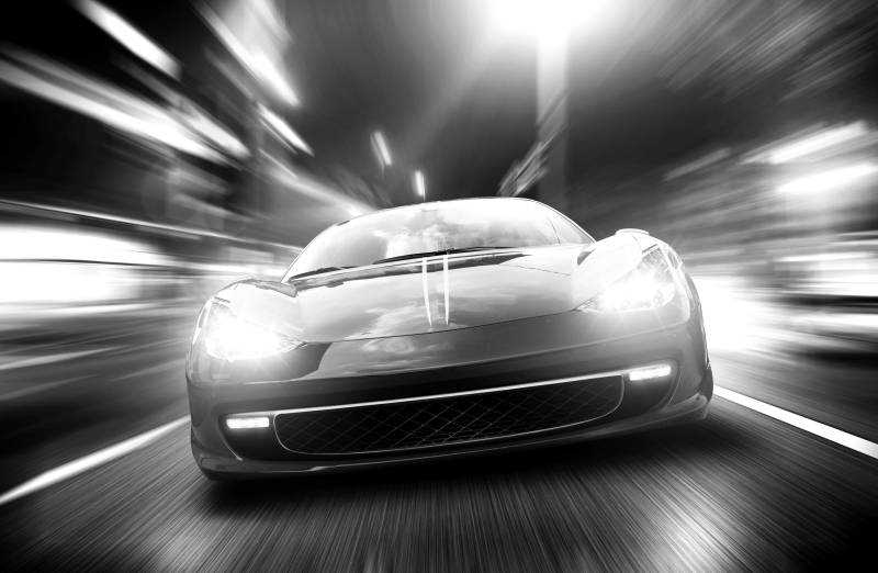 Papermoon Fototapete "Auto Schwarz & Weiß" von Papermoon