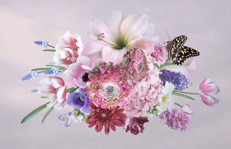Papermoon Fototapete "BLUMEN ABSTRAKT-MUSTER DESIGN ROSEN BLUMEN DECOR RETRO" von Papermoon
