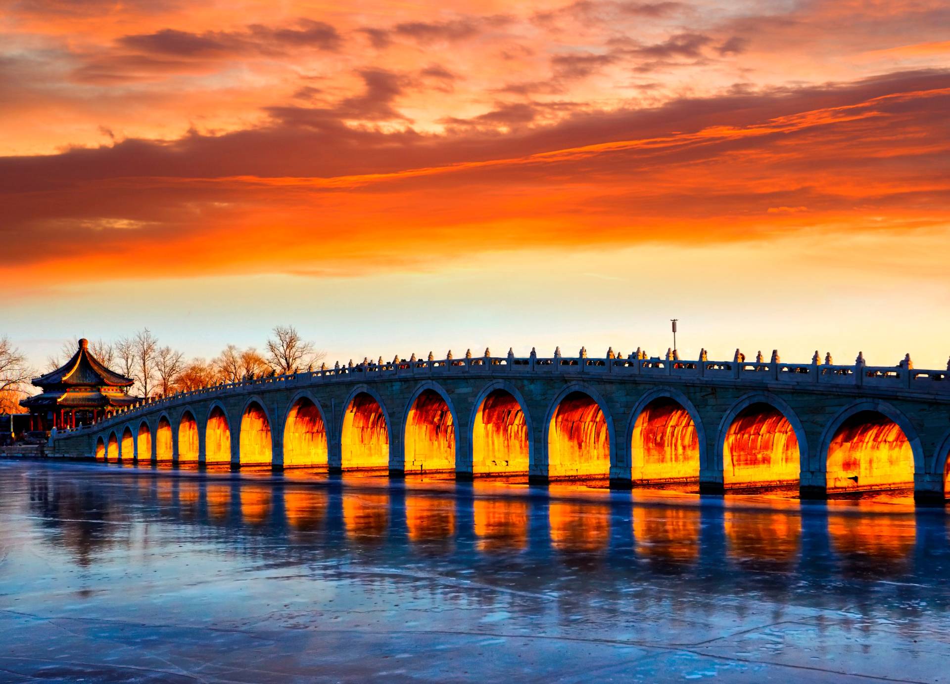 Papermoon Fototapete "Beijing Summer Palace Bridge" glatt von Papermoon