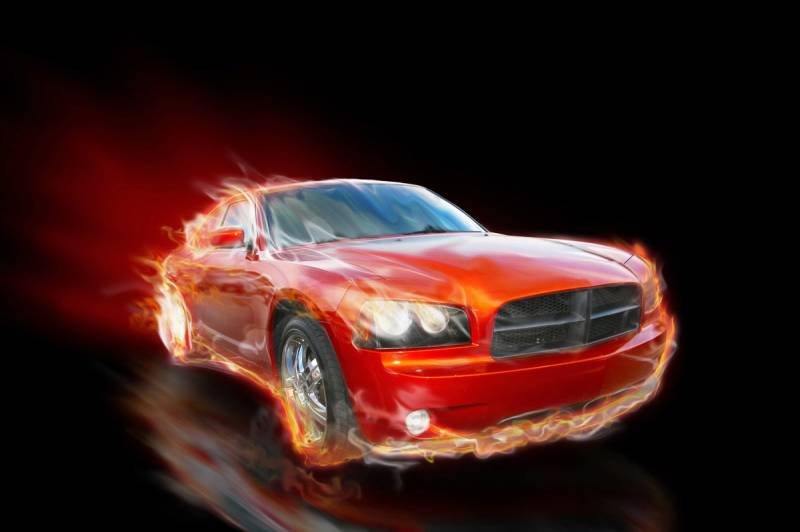 Papermoon Fototapete "Brennendes Auto" von Papermoon