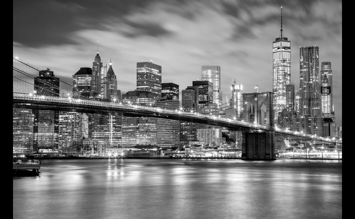 Papermoon Fototapete "Brooklyn Bridge Schwarz & Weiß" von Papermoon