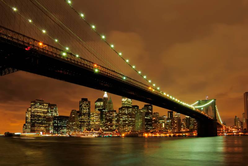 Papermoon Fototapete "Brooklyn Bridge by Night" glatt von Papermoon