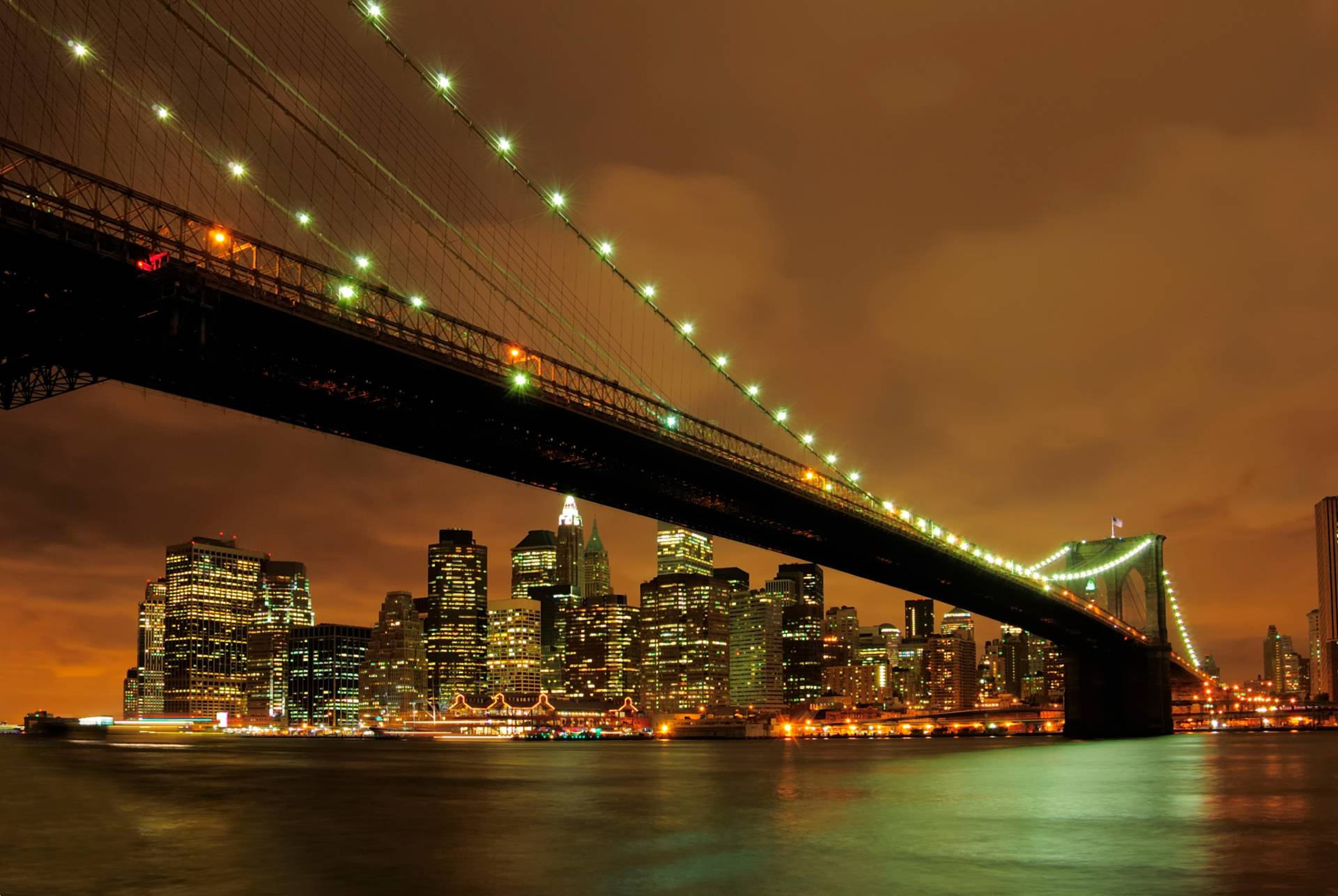 Papermoon Fototapete "Brooklyn Bridge by Night" von Papermoon
