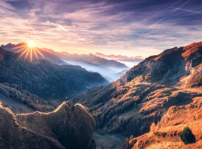 Papermoon Fototapete "Foggy Mountain View" glatt von Papermoon