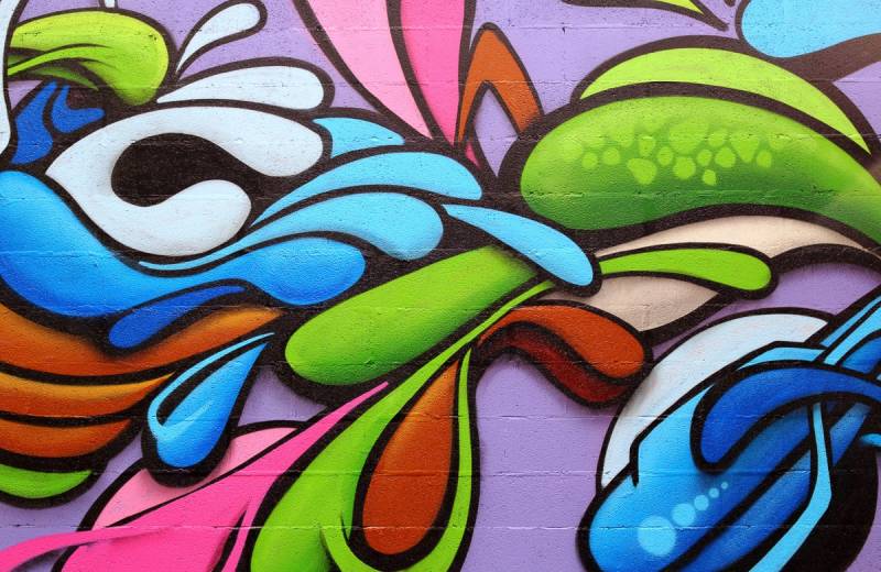 Papermoon Fototapete "GRAFFITI-DEKOR KUNST ABSTRAKT FANTASIE BUNTE STEIN WAND" von Papermoon