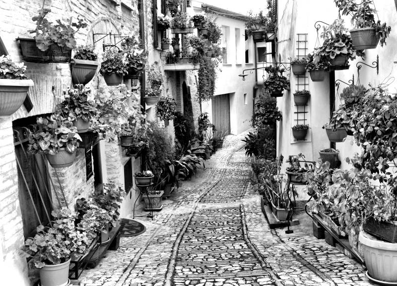 Papermoon Fototapete "Häuser Schwarz & Weiß" von Papermoon