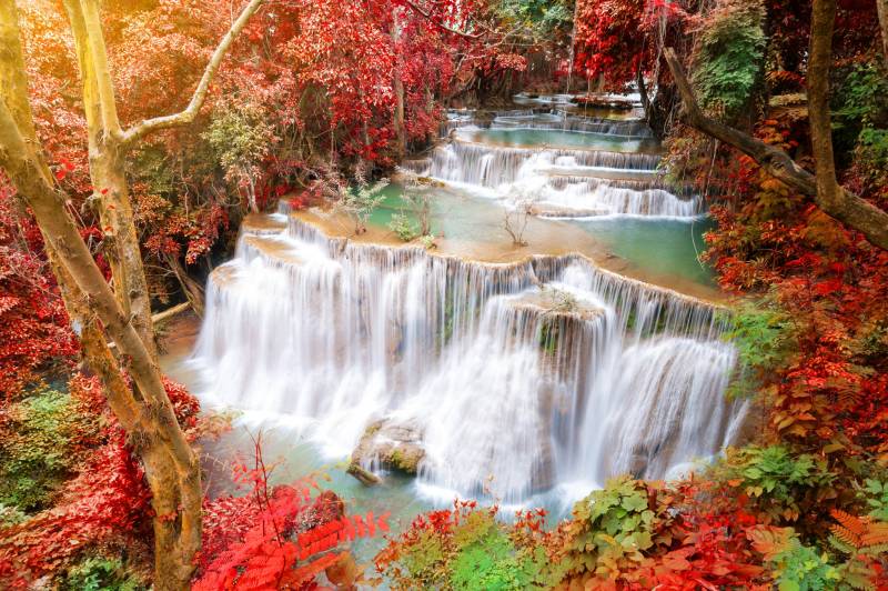 Papermoon Fototapete "Huay Mae Kamin Autumn Waterfall" glatt von Papermoon
