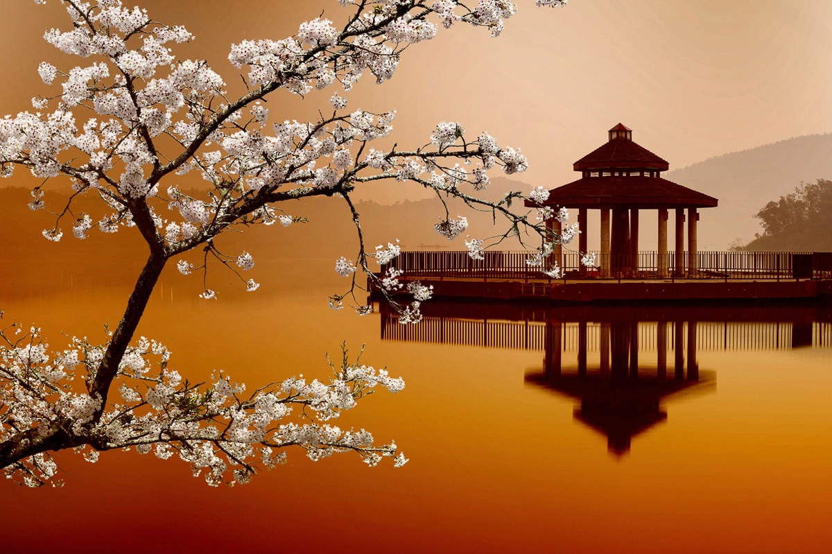 Papermoon Fototapete "Japanischer See" von Papermoon