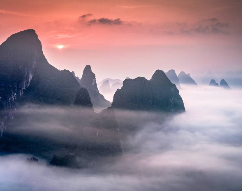 Papermoon Fototapete "Karst Mountains in Guilin China" glatt von Papermoon