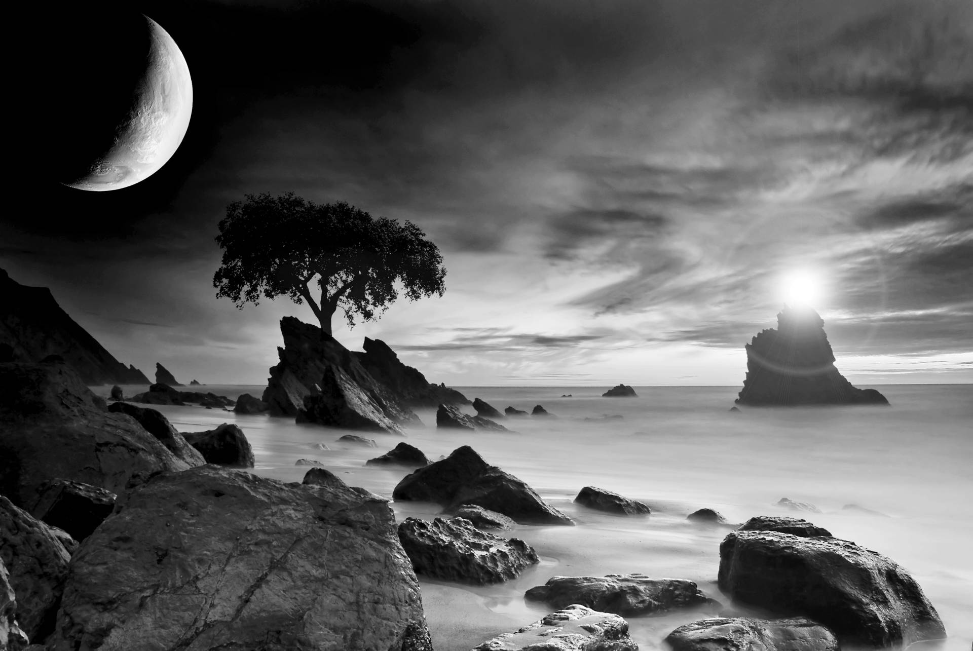 Papermoon Fototapete "Landschaft Schwarz & Weiß" Papermoon Fototapete "Landschaft Schwarz & Weiß" von Papermoon