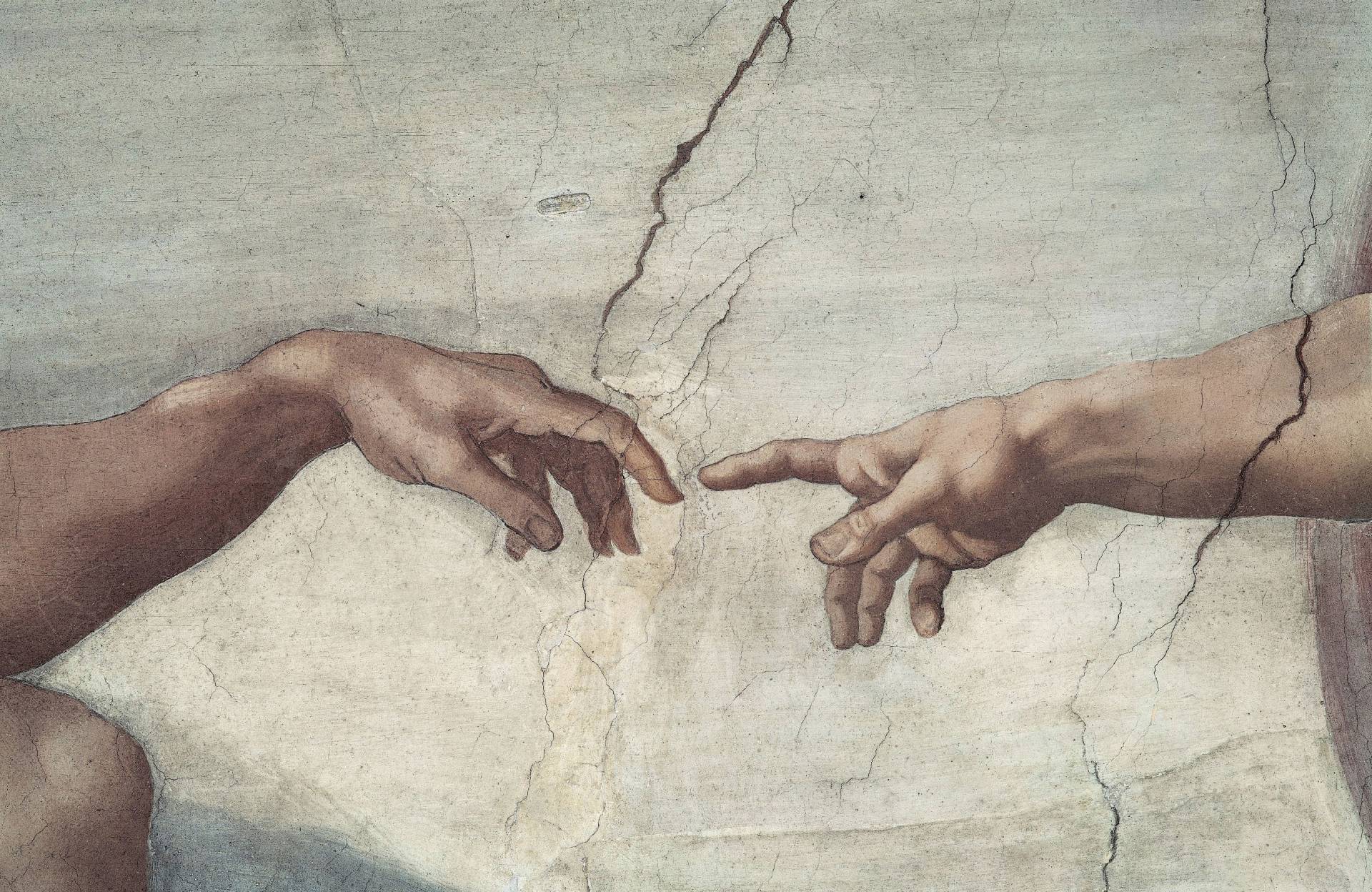 Papermoon Fototapete "MALEREI-VINTAGE MICHELANGELO HÄNDE" von Papermoon