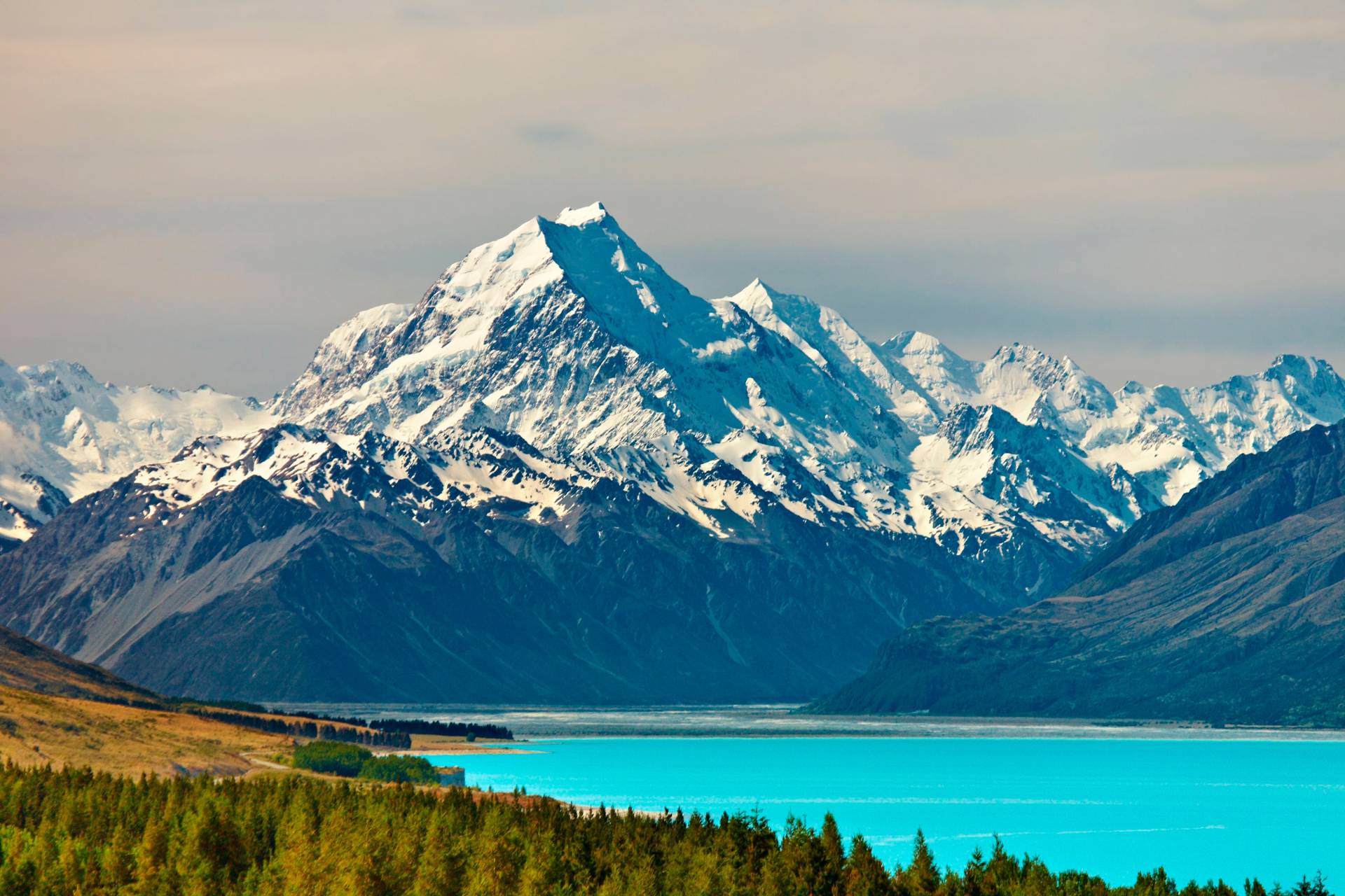 Papermoon Fototapete "Mount Cook and Pukaki Lake" glatt von Papermoon