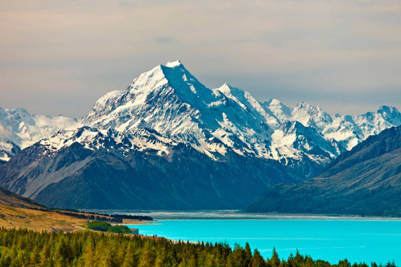 Papermoon Fototapete "Mount Cook and Pukaki Lake" glatt von Papermoon
