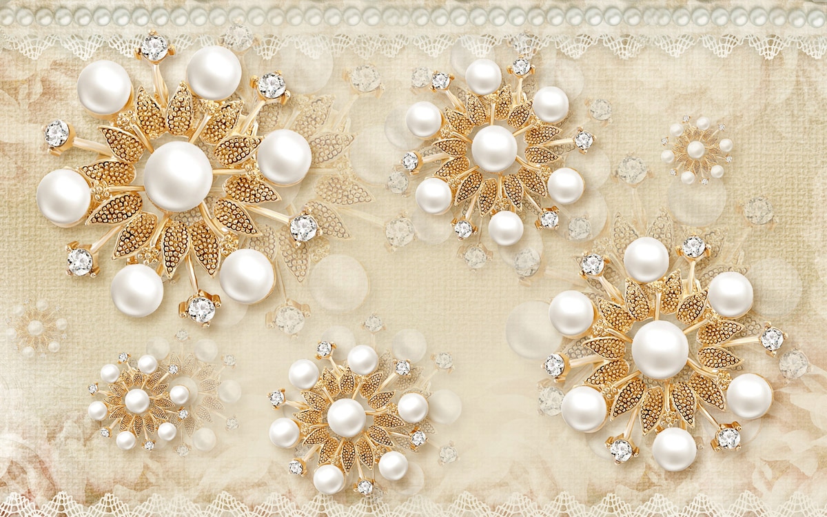 Papermoon Fototapete "Muster gold weiß" von Papermoon