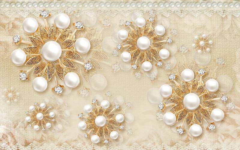 Papermoon Fototapete "Muster gold weiß" von Papermoon