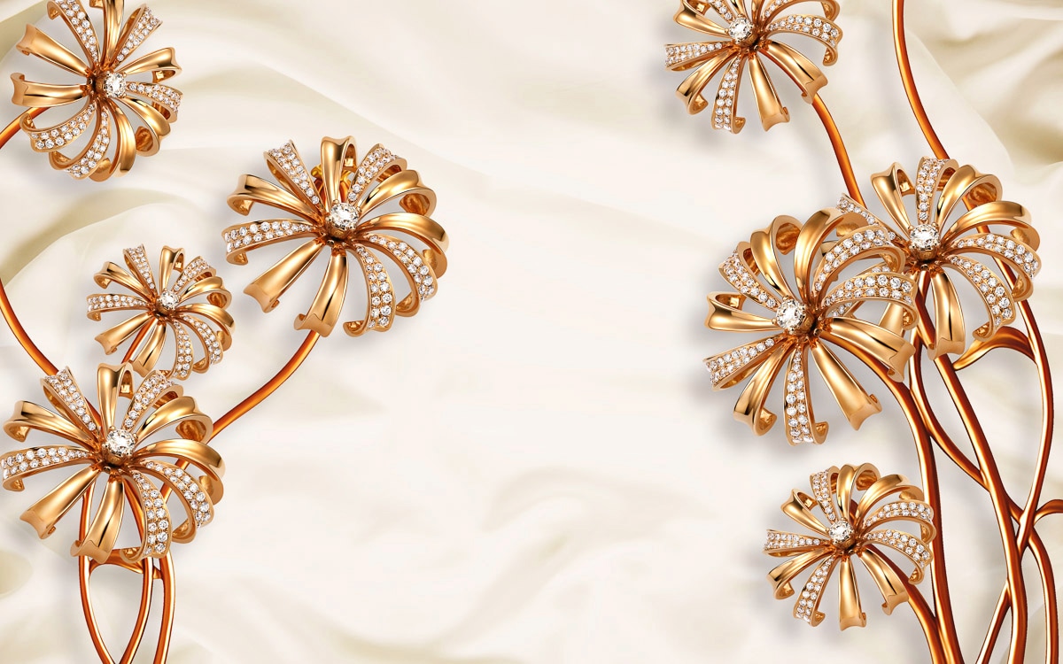 Papermoon Fototapete "Muster mit Blumen und Rehen" von Papermoon