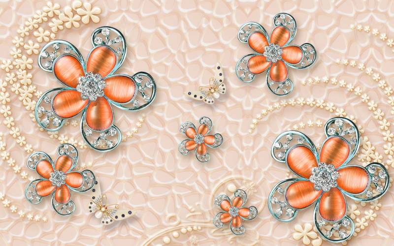 Papermoon Fototapete "Muster mit Blumen" von Papermoon