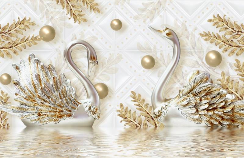 Papermoon Fototapete "Muster mit Schwänen" von Papermoon