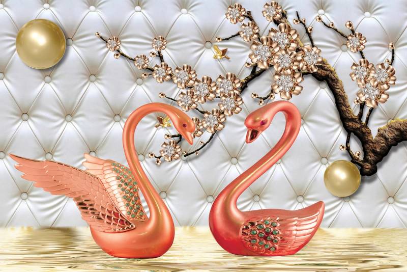 Papermoon Fototapete "Muster mit Schwänen" von Papermoon