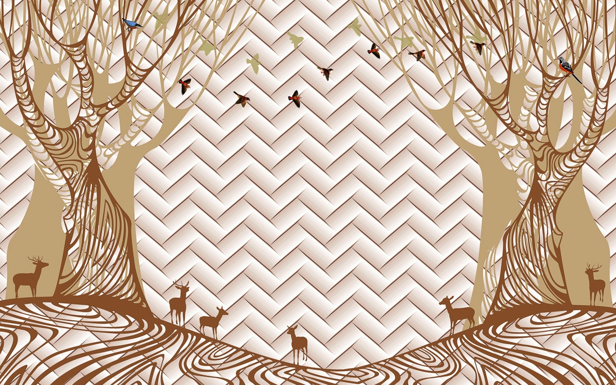 Papermoon Fototapete "Muster mit Wald" von Papermoon