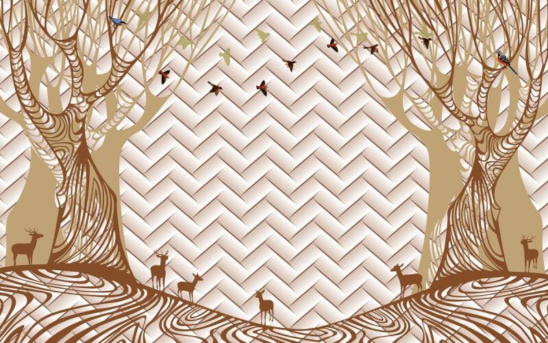 Papermoon Fototapete "Muster mit Wald" von Papermoon