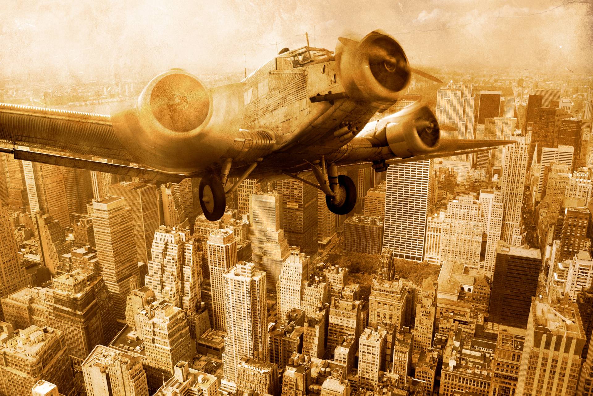 Papermoon Fototapete "Old Plane above Manhattan" von Papermoon