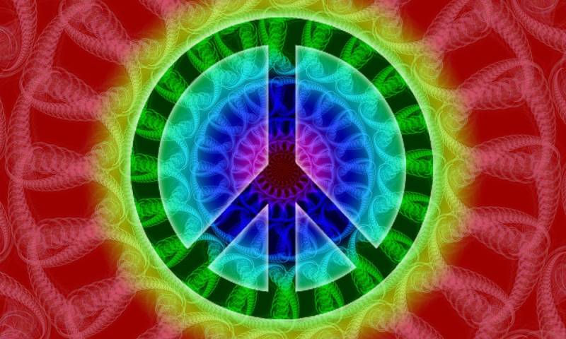 Papermoon Fototapete "Psychedelisches Friedenszeichen" von Papermoon